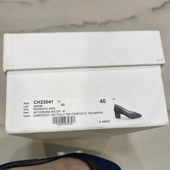 Chloe Heels size 40 Navy Suede Black Mesh - Picture 14 of 16